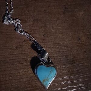Vintage sterling silver and Turquoise heart pendant